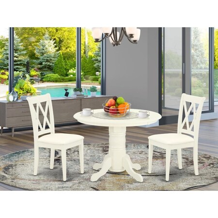 East West Furniture 3 Piece Shelton Dinette Set - Linen White SHCL3-WHI-C